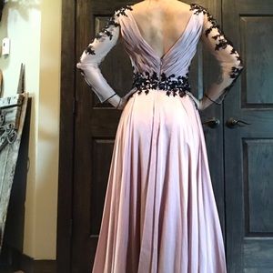 Purple/pink black lace prom dress / evening gown